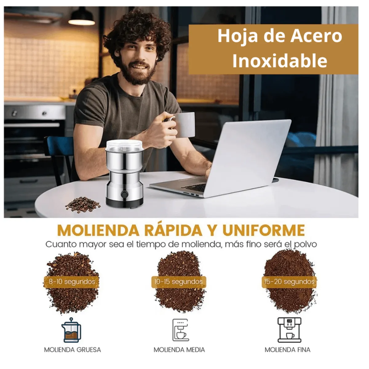 RAFF - Mini Molinillo para café Eléctrico de grano - RAFF