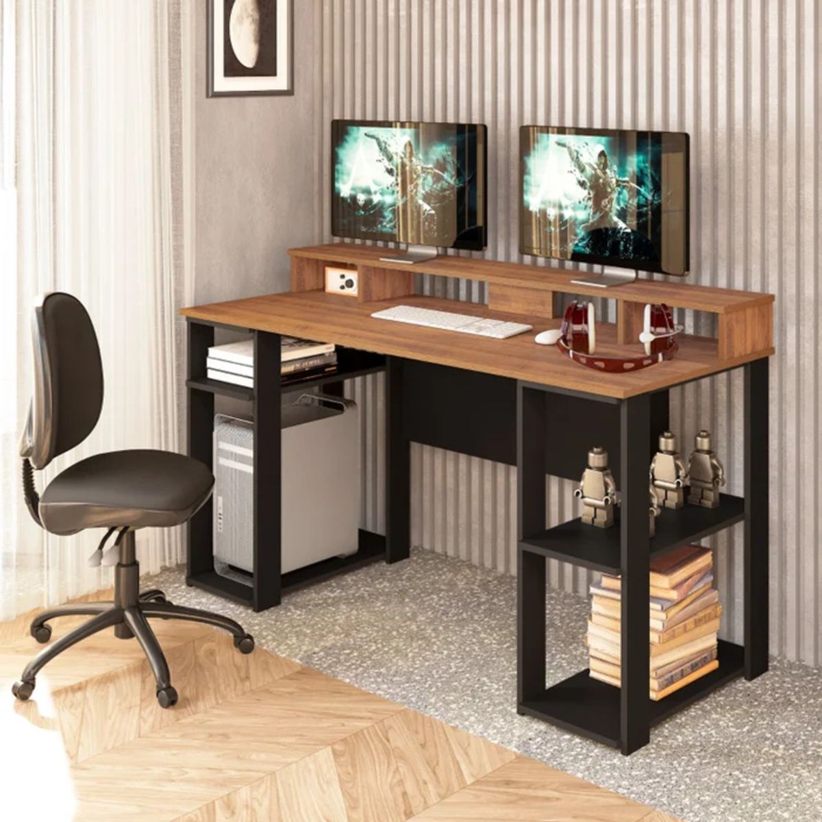 GENERICO - Escritorio Moderno Myare Marrón y Negro R&R MUEBLES