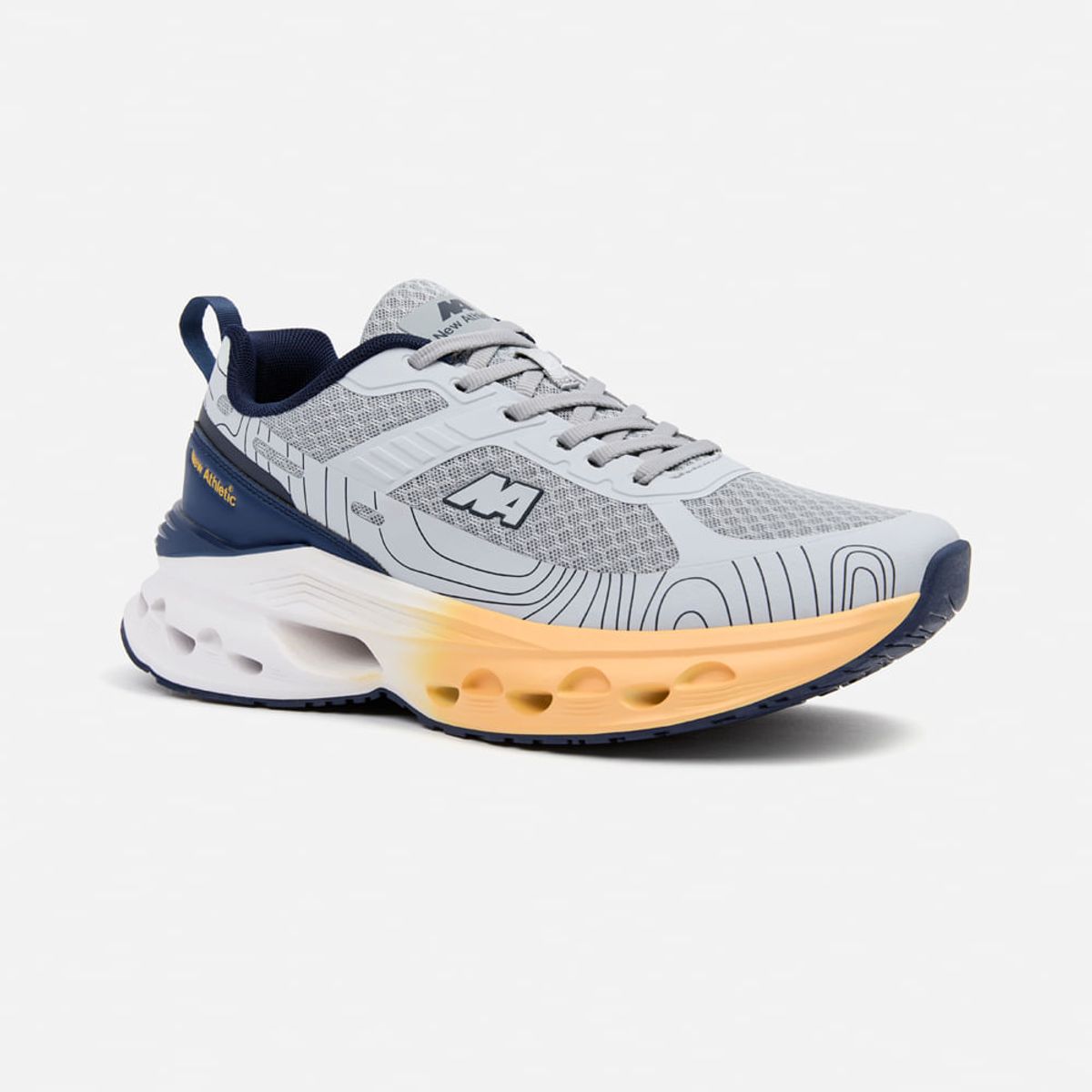 NEW ATHLETIC - Zapatillas New Athletic Running Wind124 Gris Con Azul Oscuro Hombre