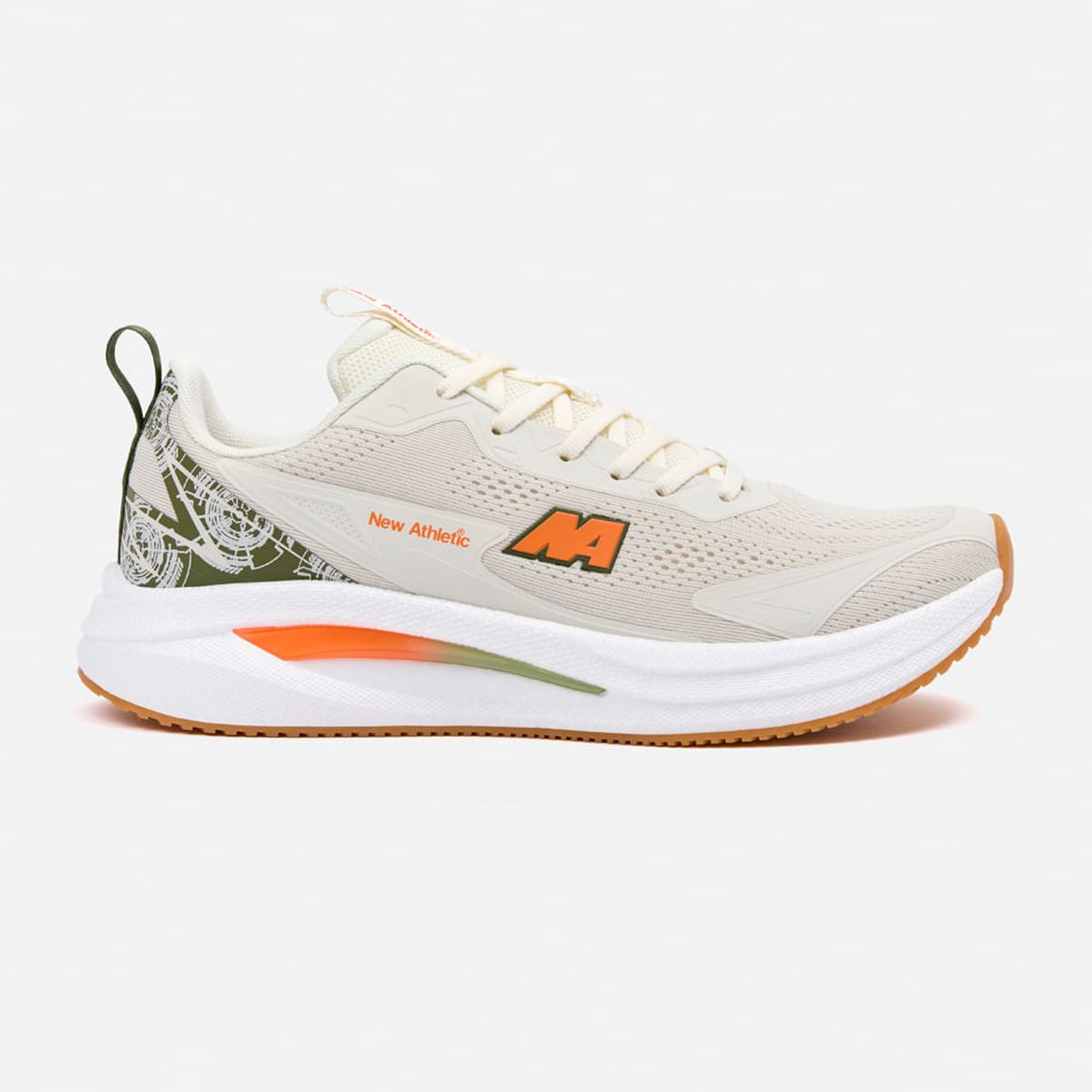 NEW ATHLETIC - Zapatillas New Athletic Running Foam125 Crema Con Verde Militar Hombre