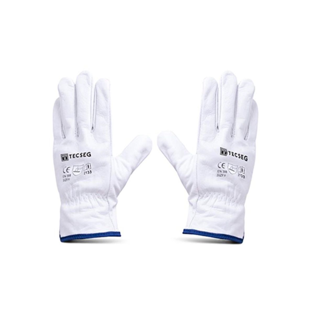 GENERICO - Guantes de Cuero Badana Blanco AS010 TECSEG Talla 9