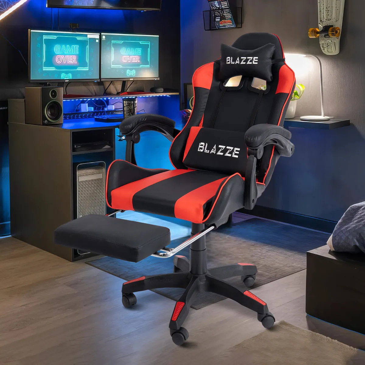 BLAZZE - Silla Gamer Ergonómica Blazze Loot - Rojo