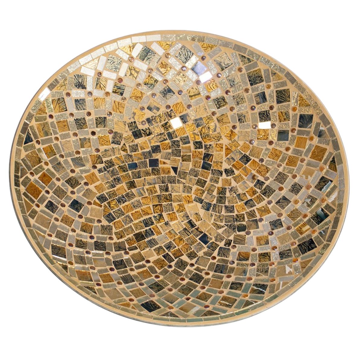 PANADECOR - Centro De Mesa Redondo Panadecor Mosaico Dorado Y Tierra 40Cm