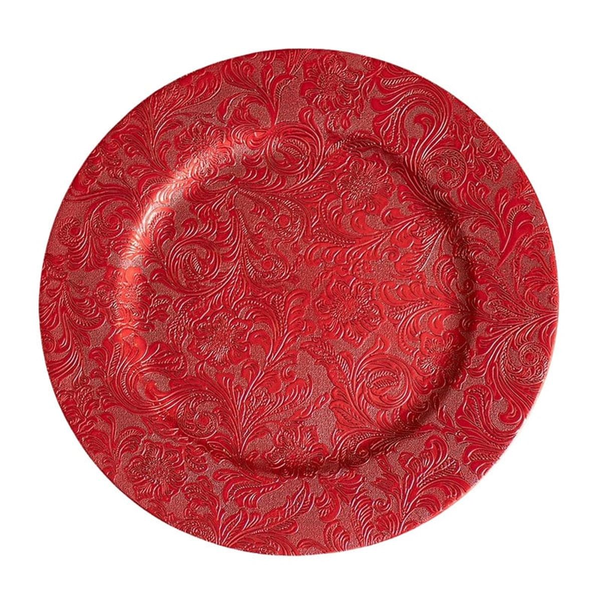 PANADECOR - Plato de Sitio Rojo con Relieve Floral