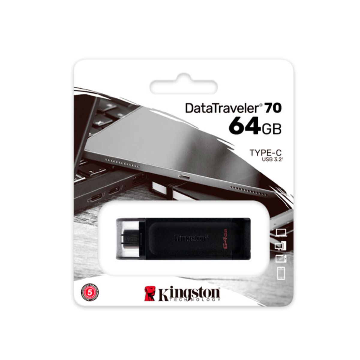KINGSTON - MEMORIA KINGSTON USB 64GB DATATRAVELER 70 USB-C 3.2 DT70/64GB