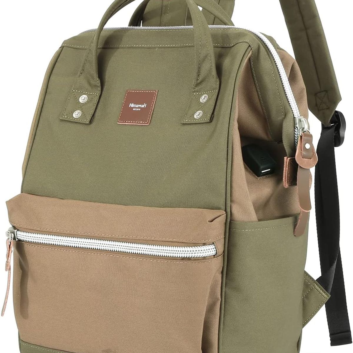 HIMAWARI - Himawari-Mochila escolar o de viaje porta Laptop Verde Militar Marrón