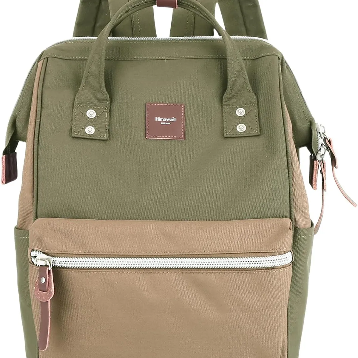 HIMAWARI - Himawari-Mochila escolar o de viaje porta Laptop Verde Militar Marrón