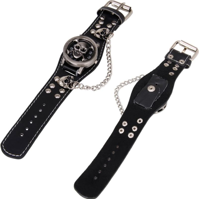 GENERICO - Reloj punk de calavera para hombres y mujeres color negro