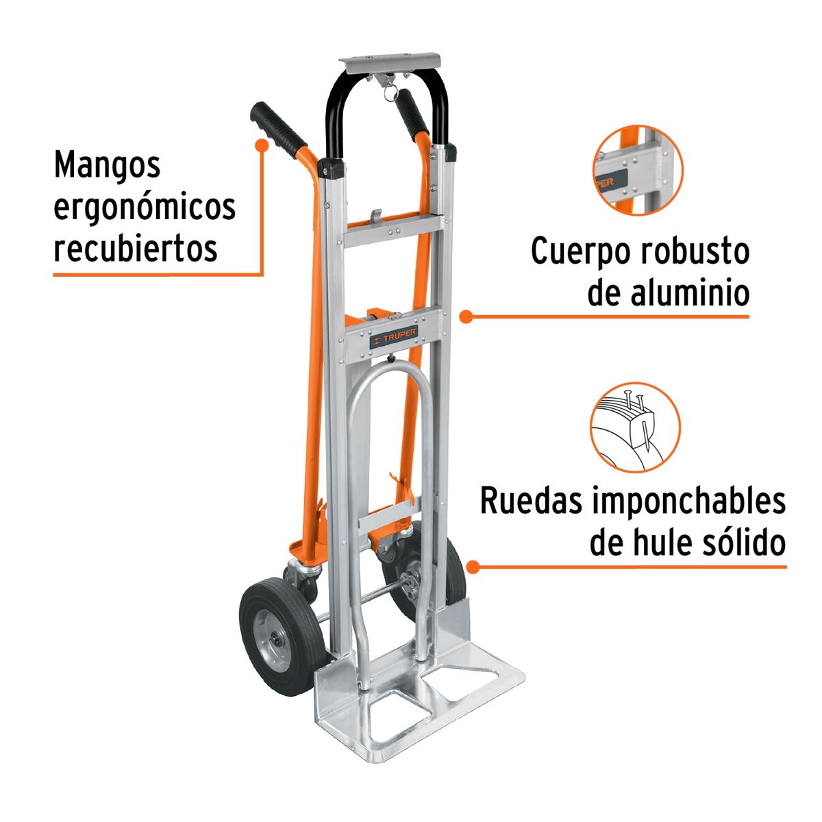 TRUPER - Carreta de carga convertible de aluminio soporta 350Kg Truper