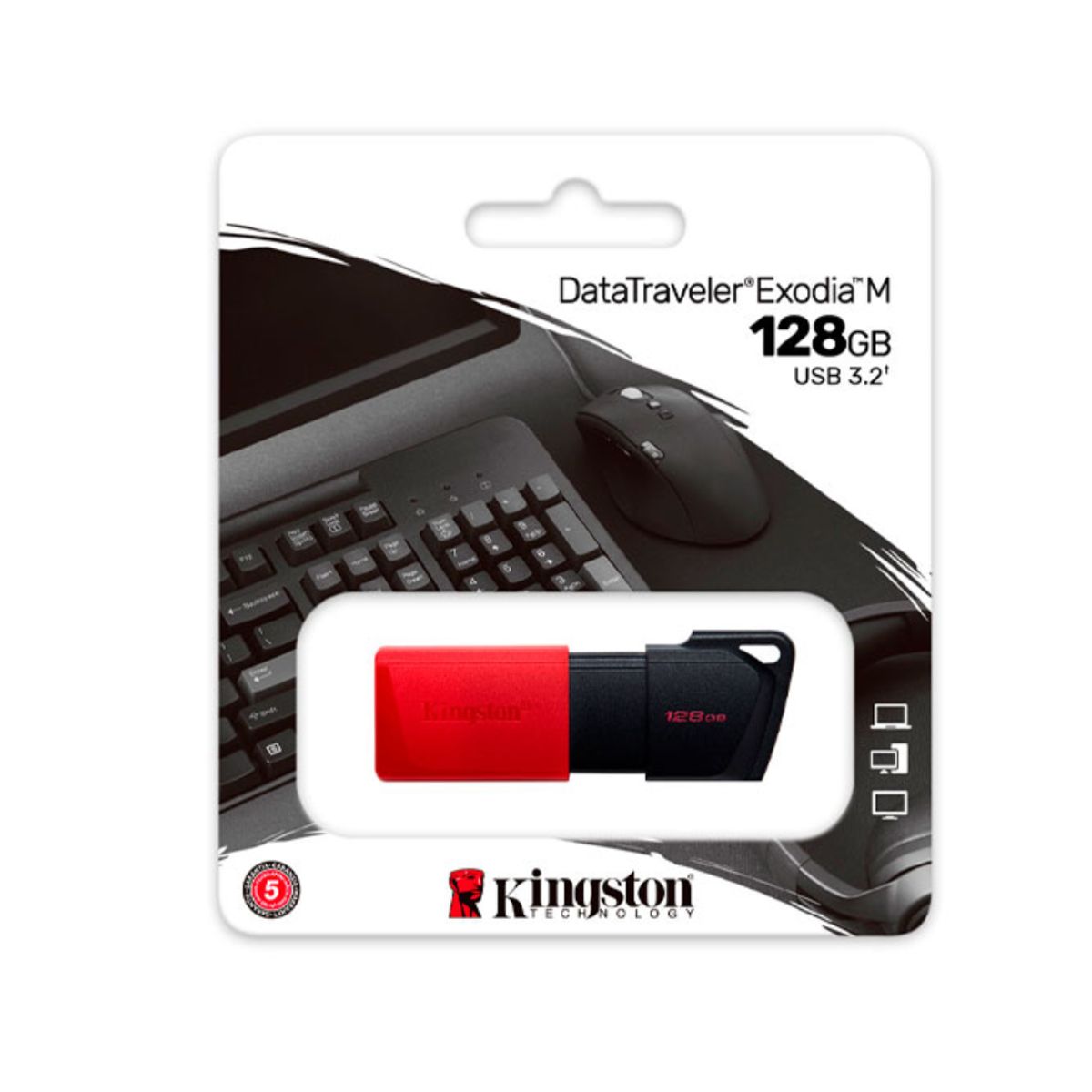 KINGSTON - MEMORIA KINGSTON USB 128GB DATATRAVELER EXODIA M DTM/128GB 3.2 ROJO