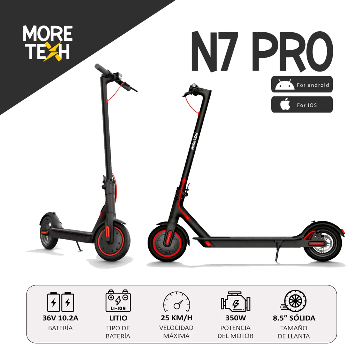GENERICO - SCOOTER ELÉCTRICO N7 PRO 350W MORE TEXH