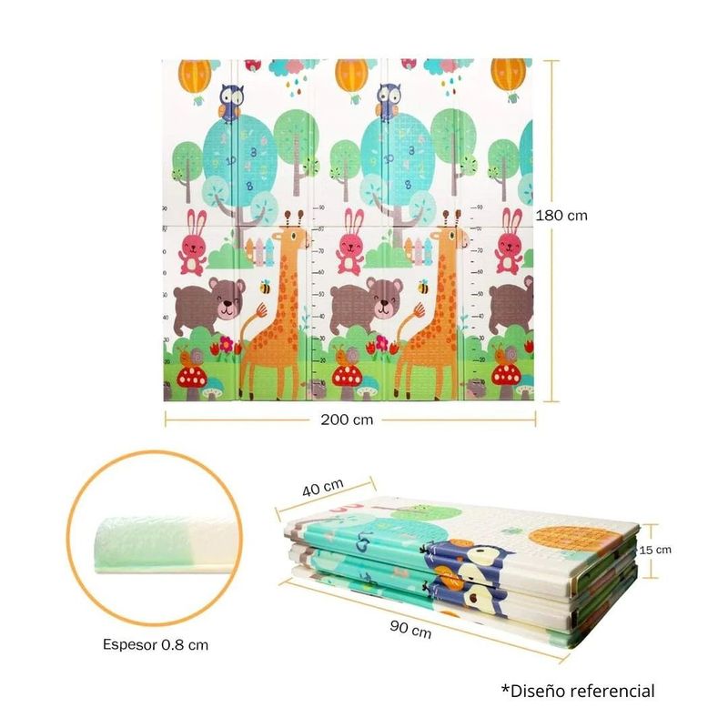 GENERICO - Piso Plegable Antigolpe Para Bebé 180x200cm 8mm Reversible U