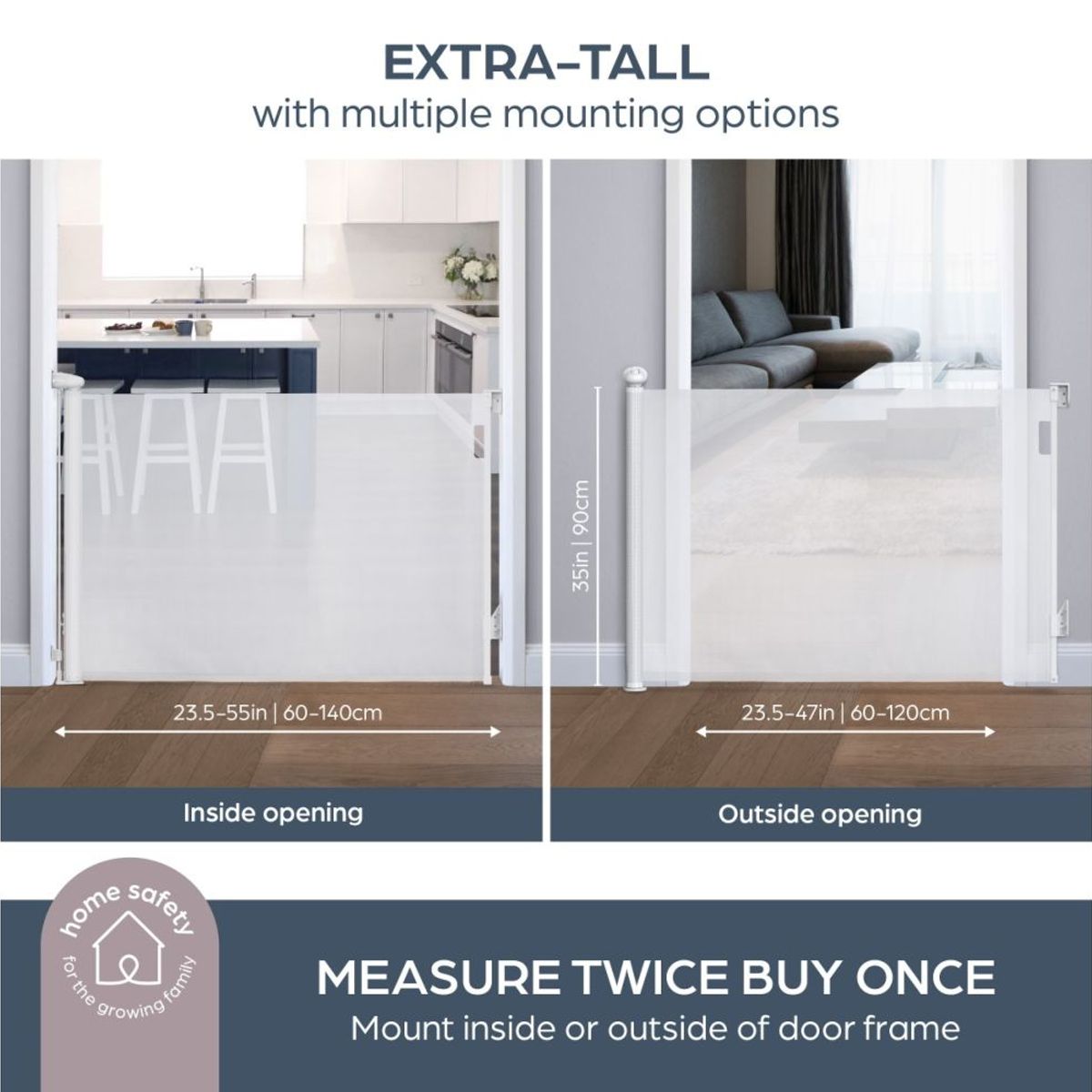 DREAMBABY - Puerta Seguridad de Lona Xtra Tall Retractil infantil y mascotas