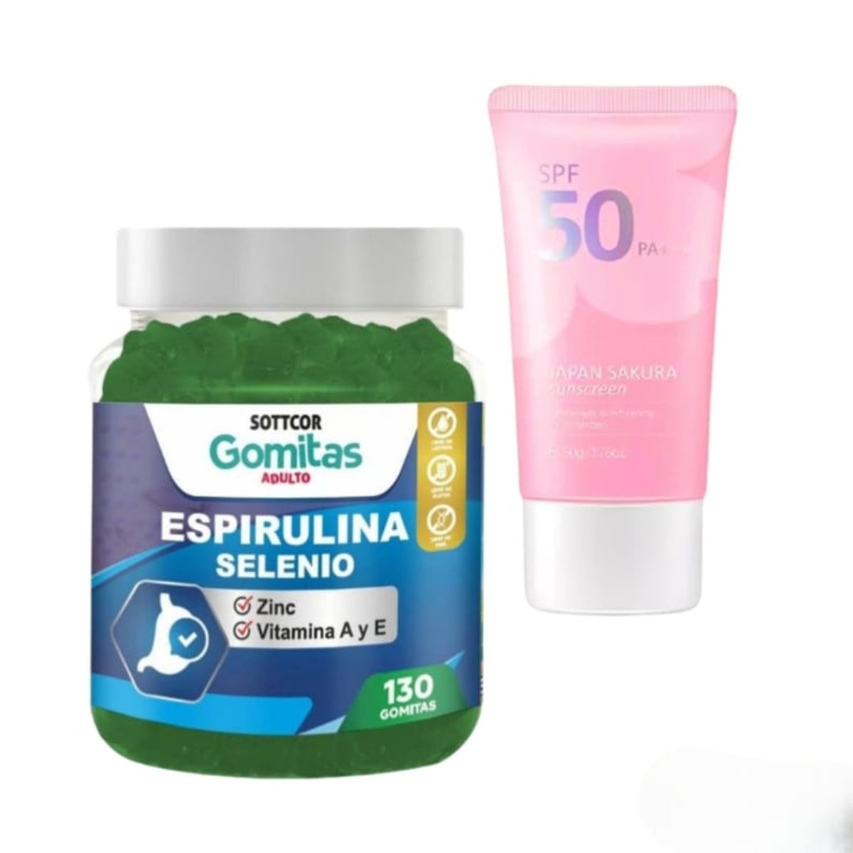 GENERICO - ESPIRULINA ADULTO GOMITAS SOTTCOR + REGALO BLOQUEADOR JAPAN SAKURA