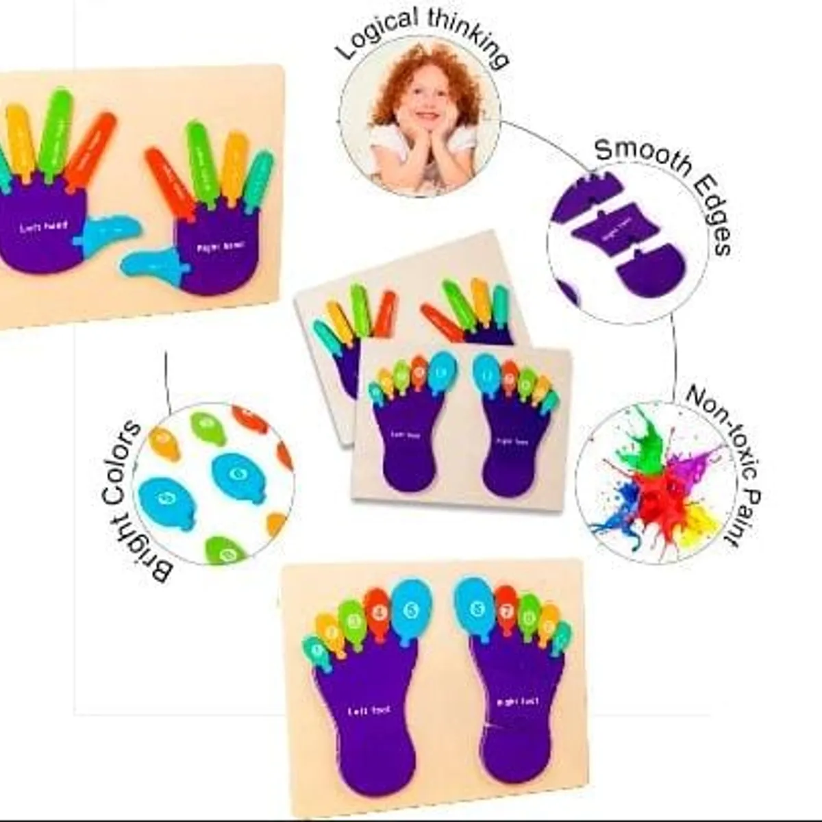 GENERICO - Pack rompecabezas manos y pies didáctico identificador