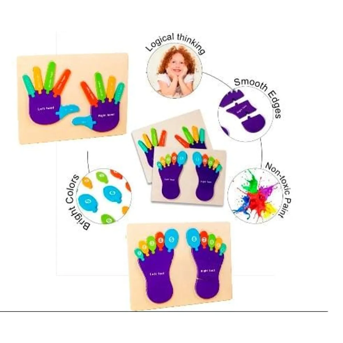 GENERICO - Pack rompecabezas manos y pies didáctico identificador