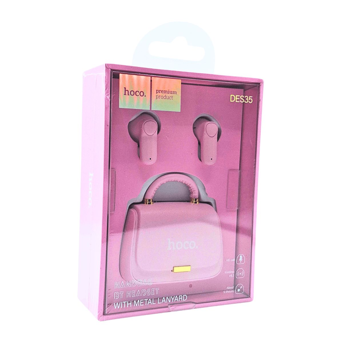 HOCO - Audífonos Hoco con Estuche en Forma de Bolso- Rosado HOCO