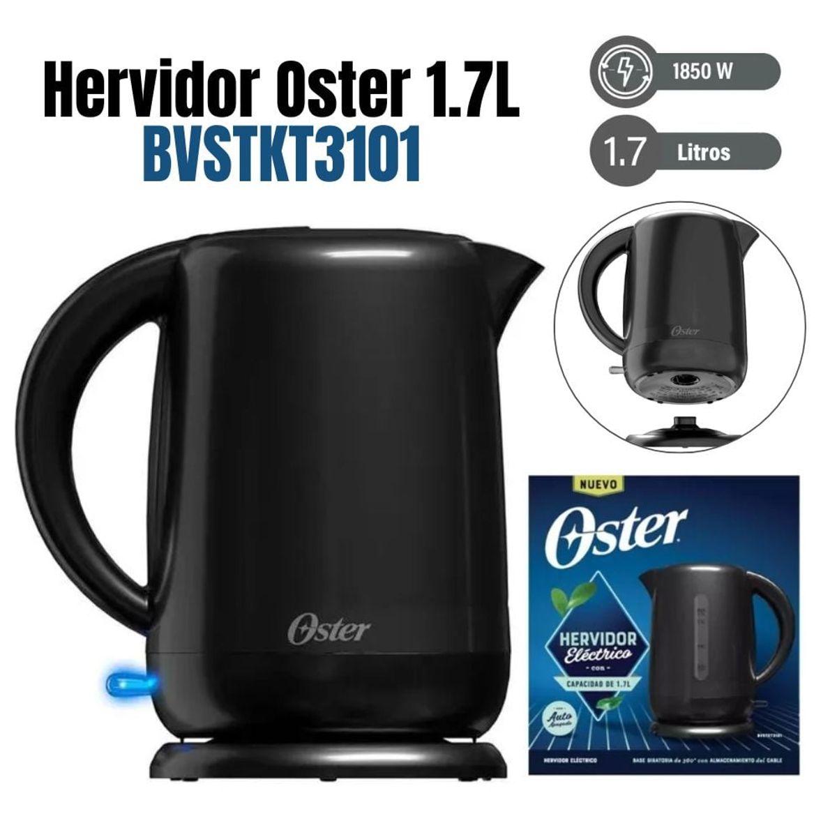 OSTER - Hervidor Electrico Oster Automatico 1.7 Litros - Negro