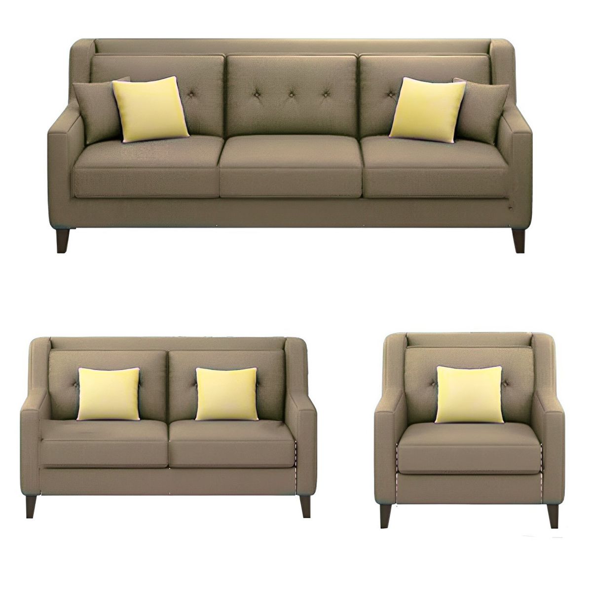 GENERICO - Juego de Sala Barroco 3-2-1 - Beige + 5 Cojines de Regalo