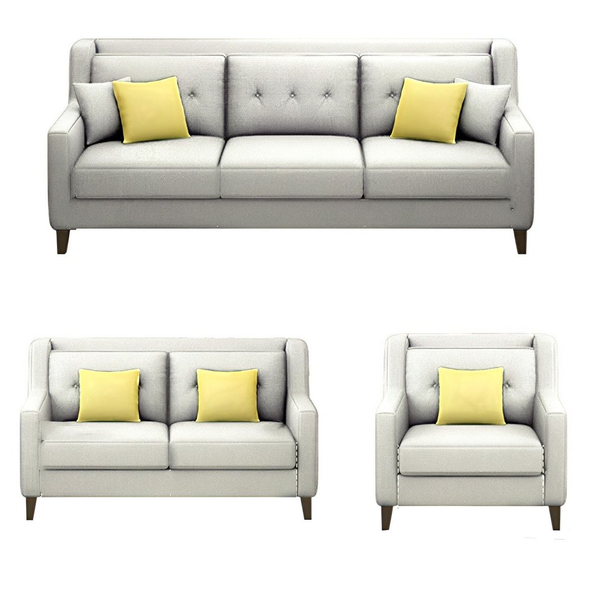 GENERICO - Juego de Sala Barroco 3-2-1 - Blanco + 5 Cojines de Regalo