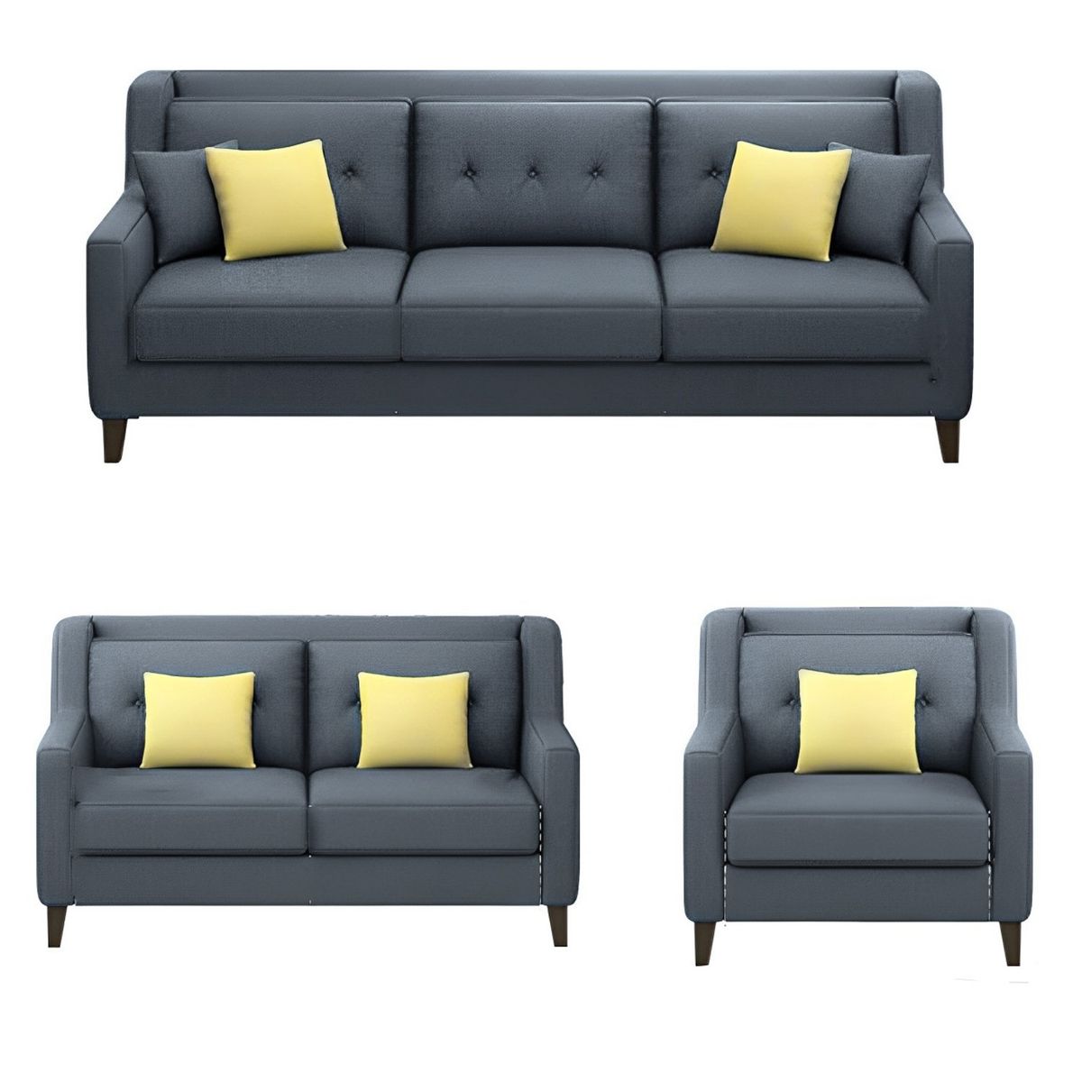 GENERICO - Juego de Sala Barroco 3-2-1 - Gris + 5 Cojines de Regalo