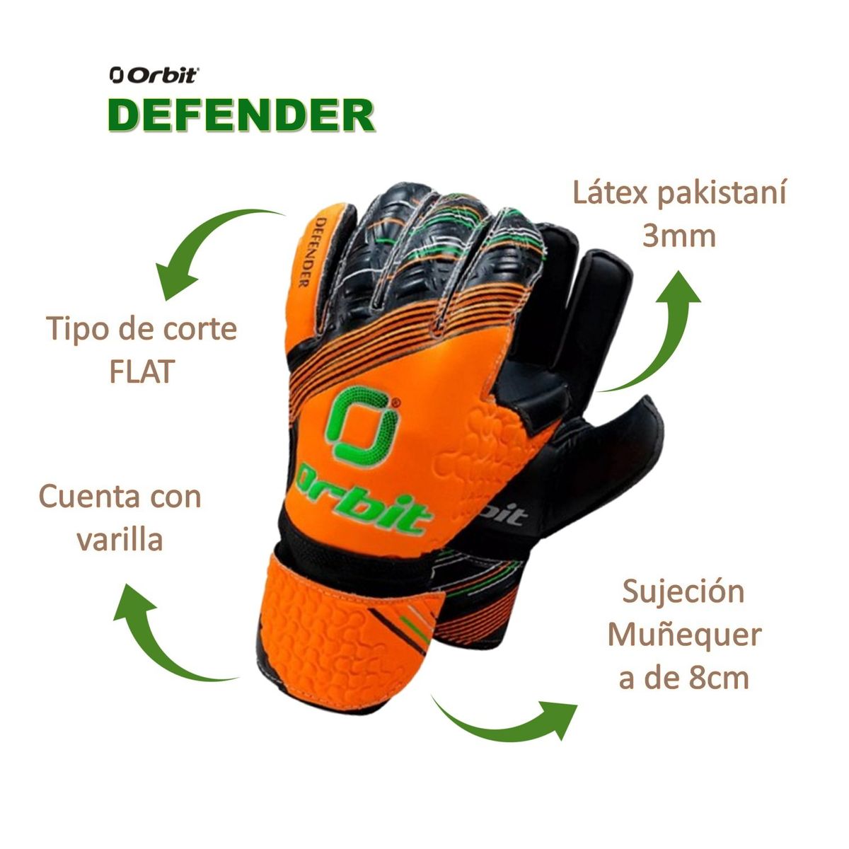 ORBIT - GUANTES DE ARQUERO FÚTBOL CON VARILLA  DEFENDER ORBIT JUNIOR