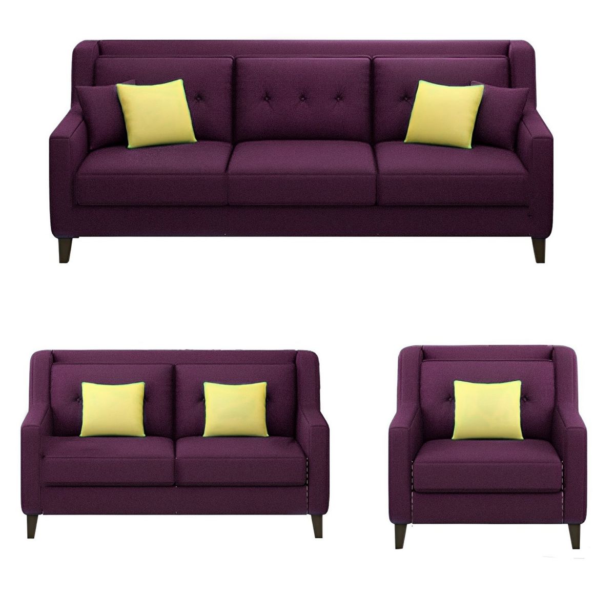 GENERICO - Juego de Sala Barroco 3-2-1 - Vino + 5 Cojines de Regalo