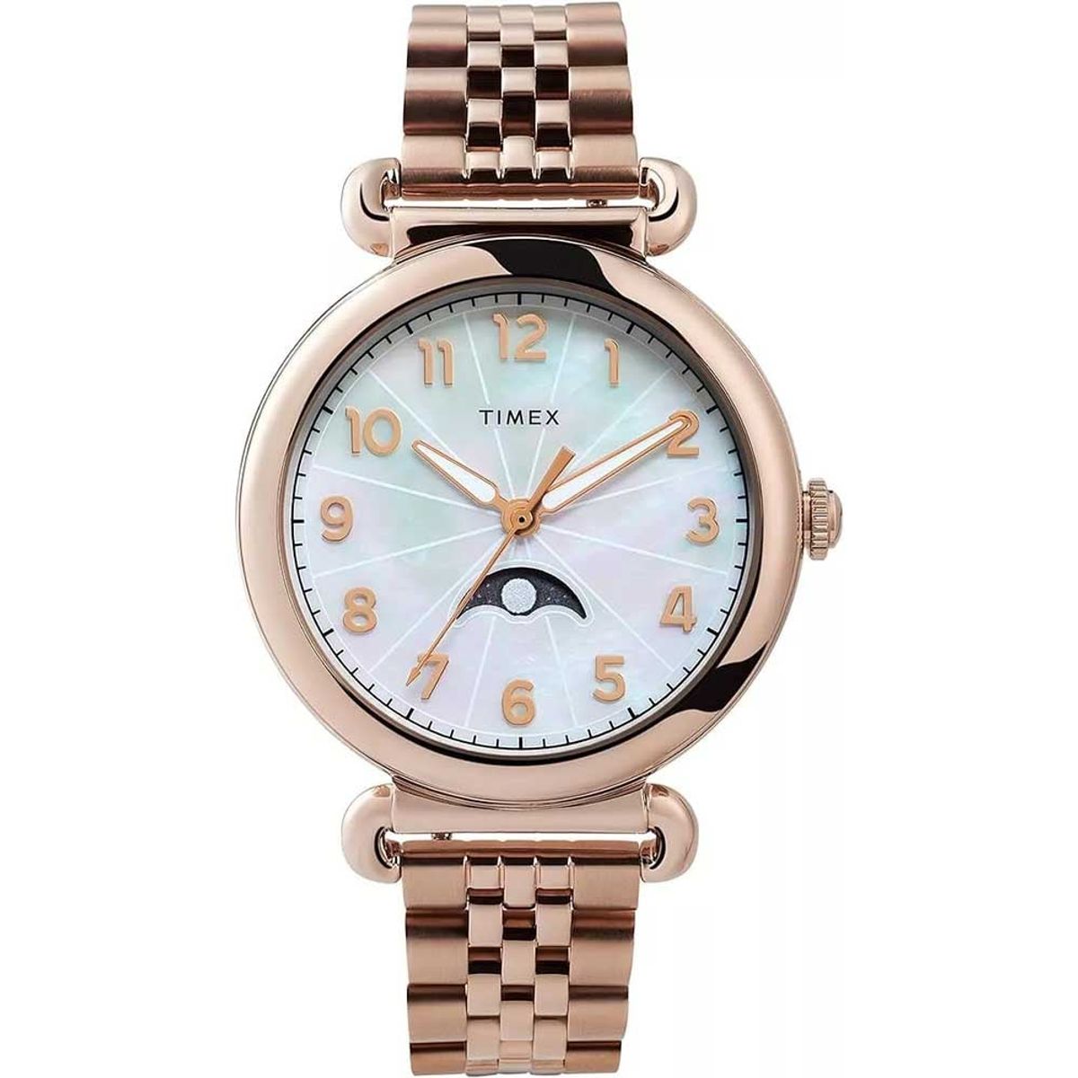 TIMEX - Reloj Timex Mujer TW2T89400 Elegante Perlado Fase Lunar - Oro Rosa