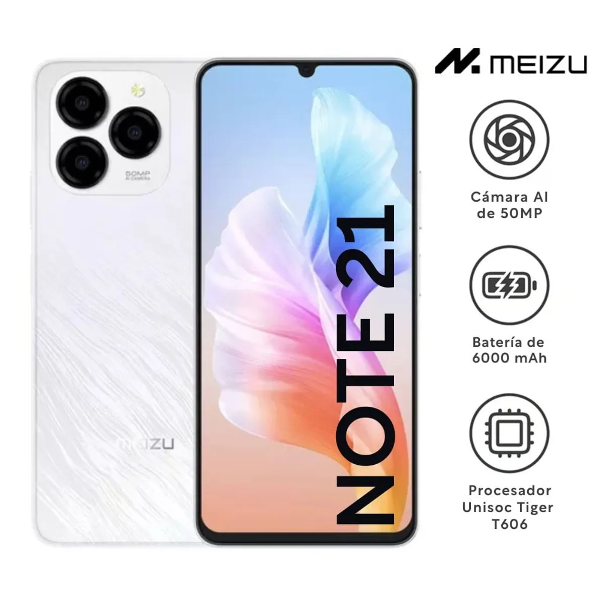 GENERICO - Celular MEIZU Note 21 4GB RAM 256GB 6.74" Blanco Dual SIM