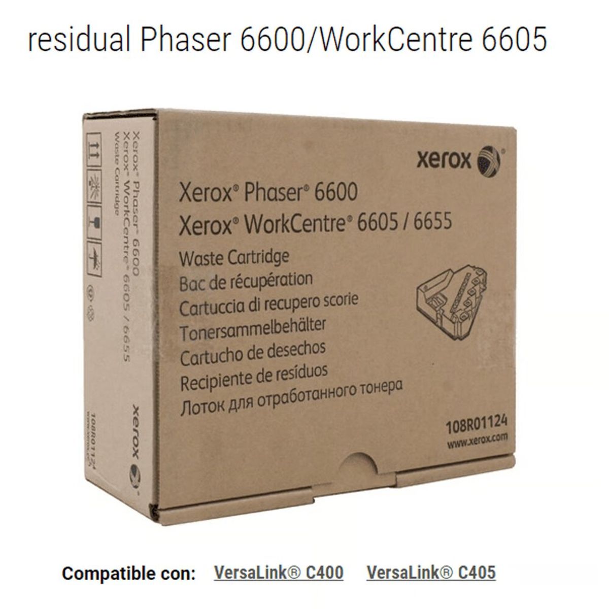 XEROX - WASTE CARTRIDGE XEROX 108R01124 NEGRO