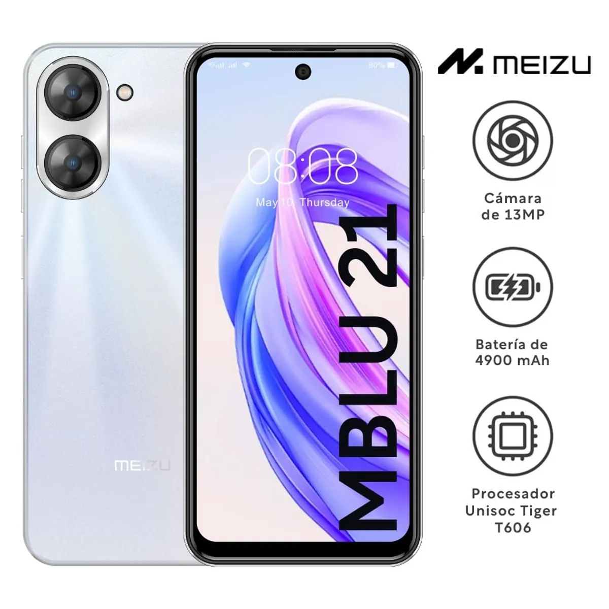 GENERICO - Celular MEIZU Mblu 21 6GB RAM 128GB 6.79" Blanco Dual SIM