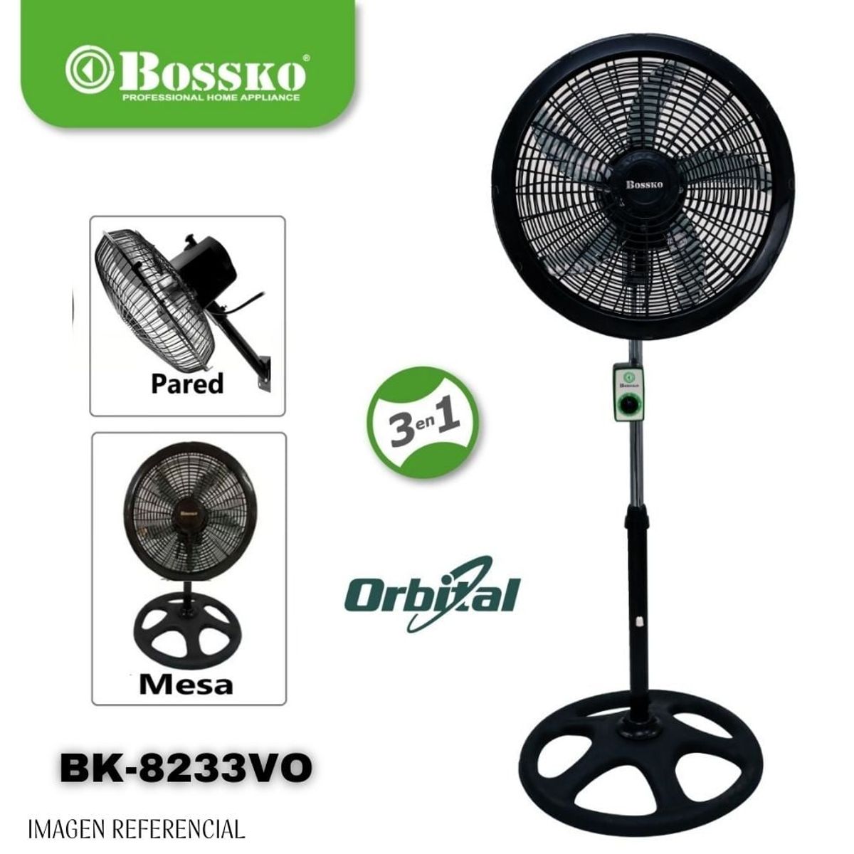 BOSSKO - Ventilador Orbital Bossko de 18” 3 en 1 de 250watts - BK-8233VO
