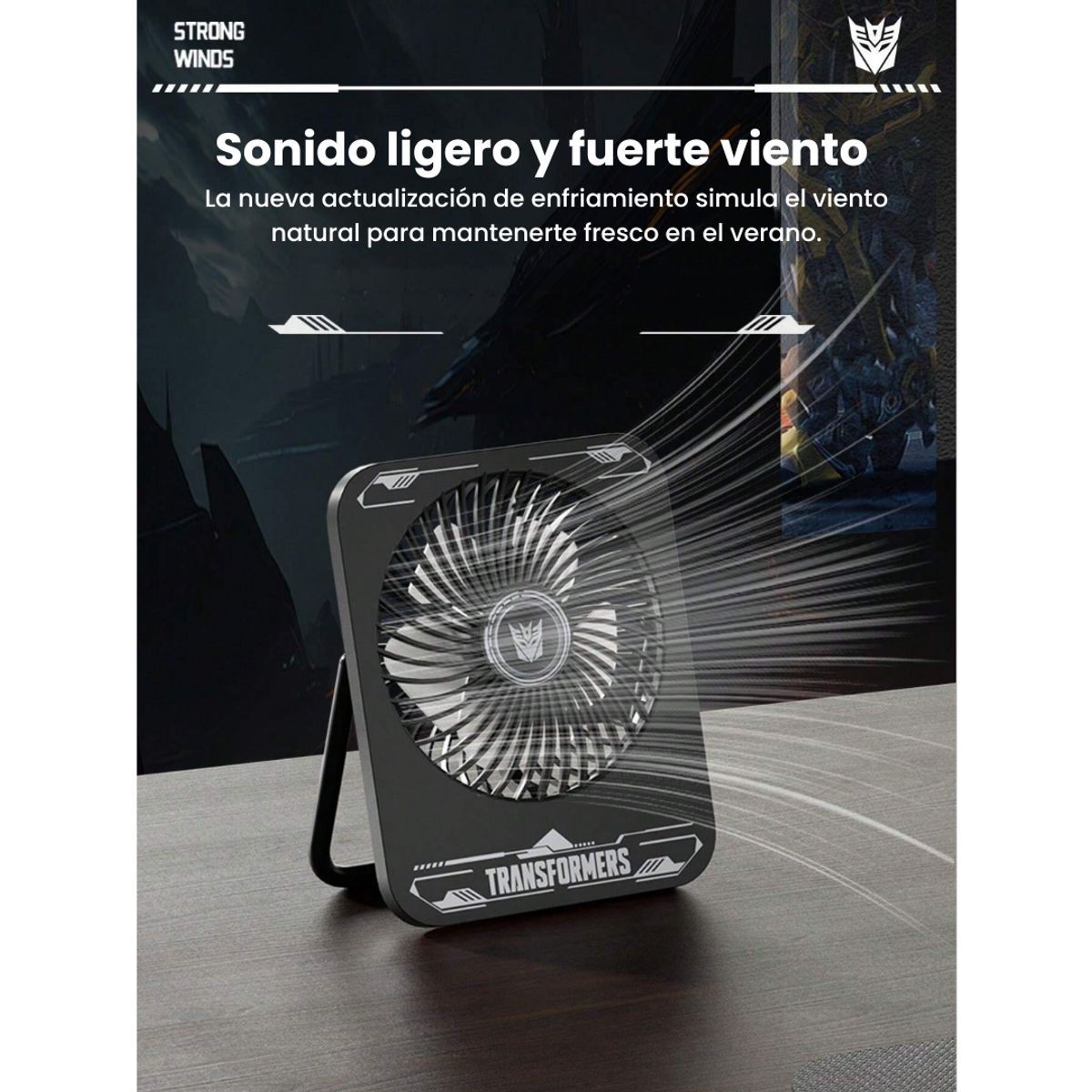 TRANSFORMERS - Ventilador con bateria 3 velocidades Transformers  TF-F01 -AMARILLO