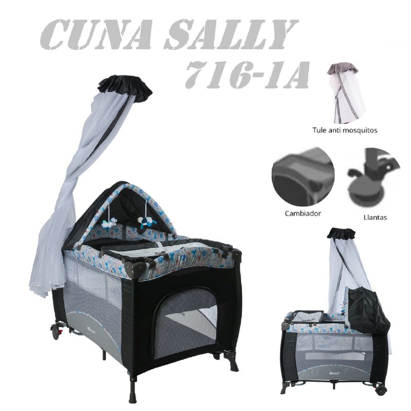EBABY - Nueva Cuna Corral Cambiador Sally 716-1A -Gris