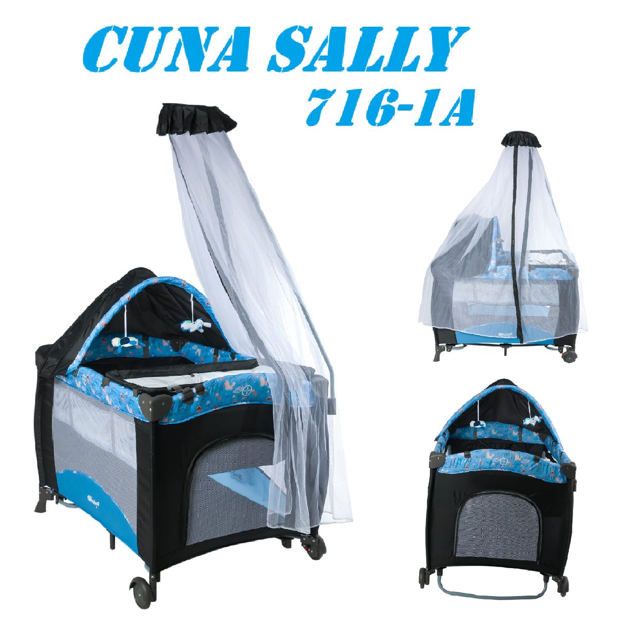 EBABY - Nueva Cuna Corral Cambiador Sally 716-1A -Azul