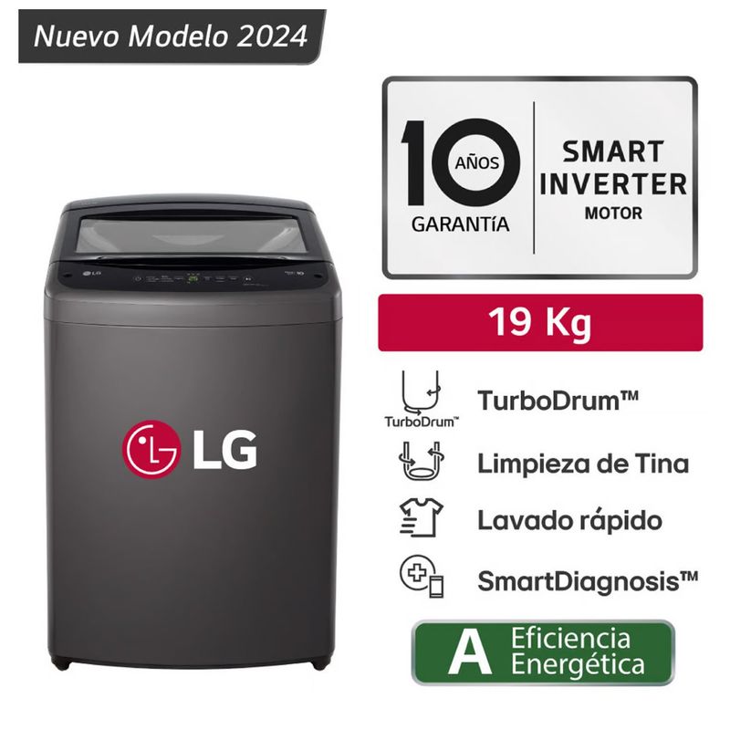 LG - Lavadora LG 19 Kg Turbodrum Carga Superior Negro WT19BVTB