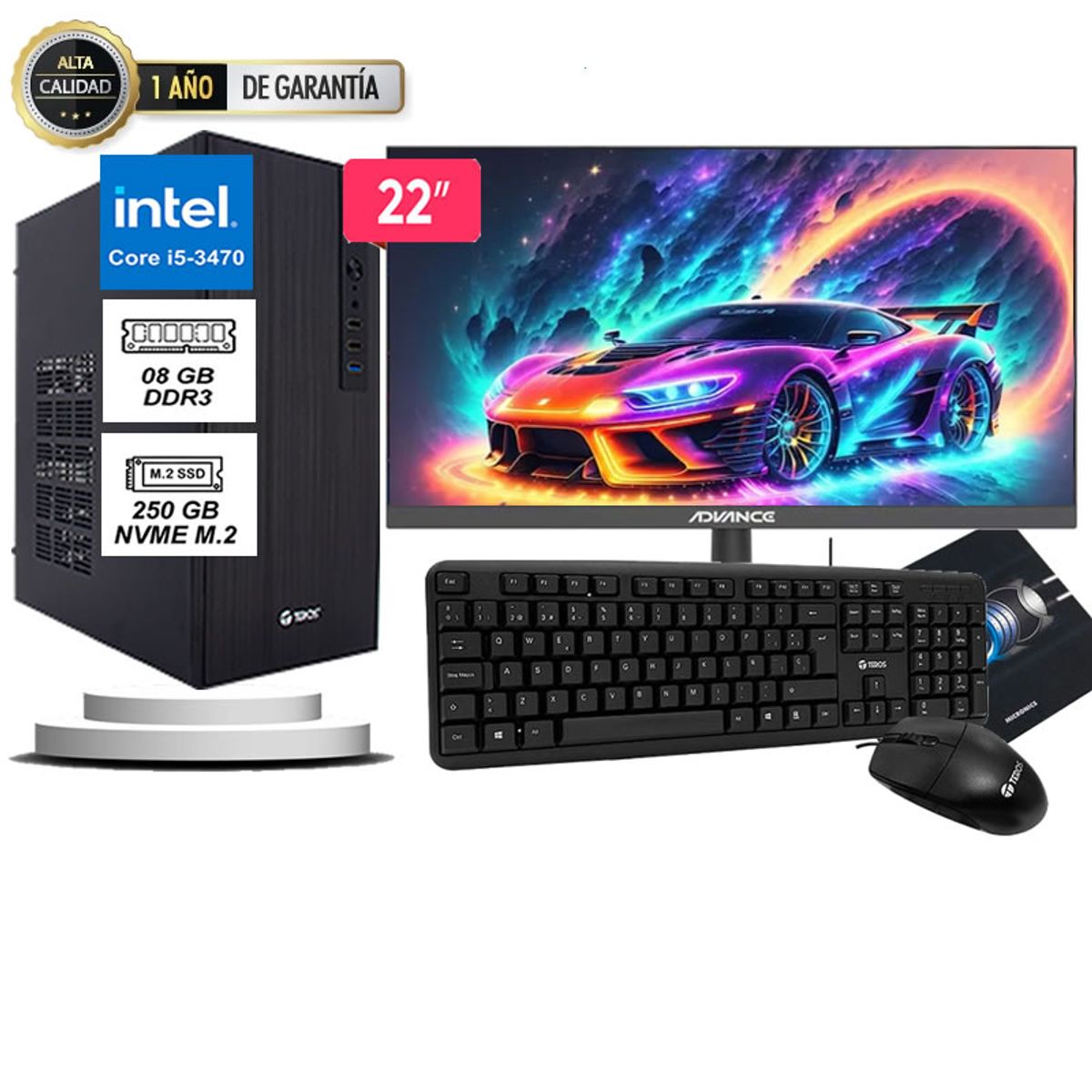 TEROS - Computadora Pc Intel Core i5 3470  Monitor 22 fhd' RAM 8GB SSD 256GB