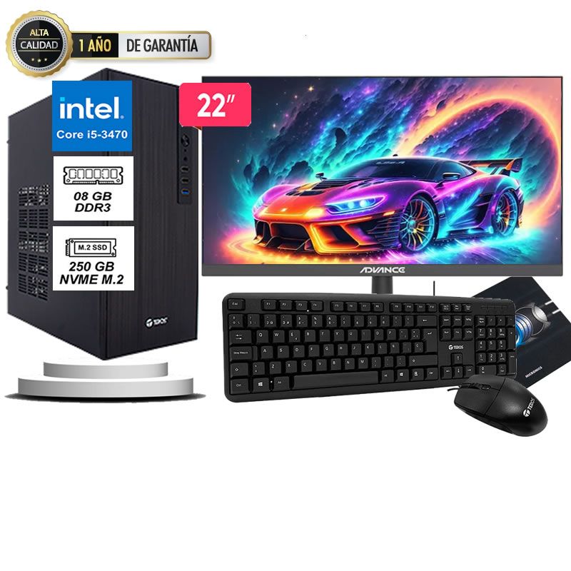 TEROS - Computadora Pc Intel Core i5 3470  Monitor 22 fhd' RAM 8GB SSD 256GB