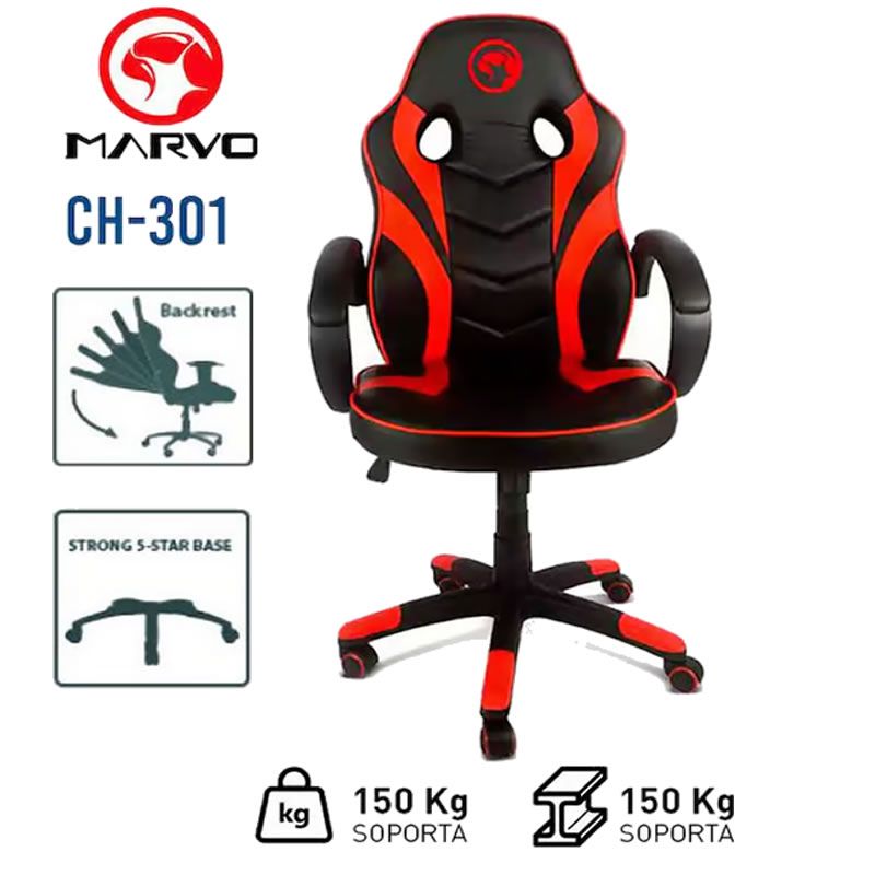 Silla Gamer MARVO CH-301 SCORPION Color Rojo con Negro