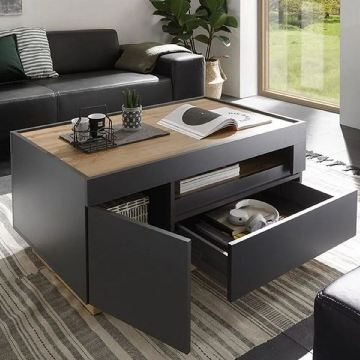 GENERICO - Mesa de Centro Aatu Color Duna y Negro - Muebles Gaudi