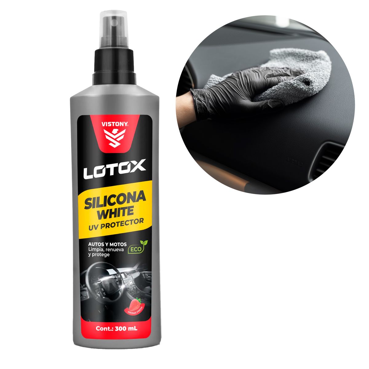 VISTONY - Silicona Liquida 300ml Fresa Proteccion UV y Extra Brillo Vistony