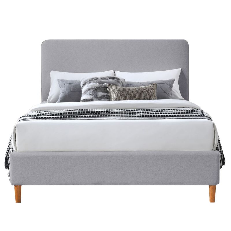 GENERICO - Cama Tapizada Lisa Curvo Gris Claro 1.5 Plz