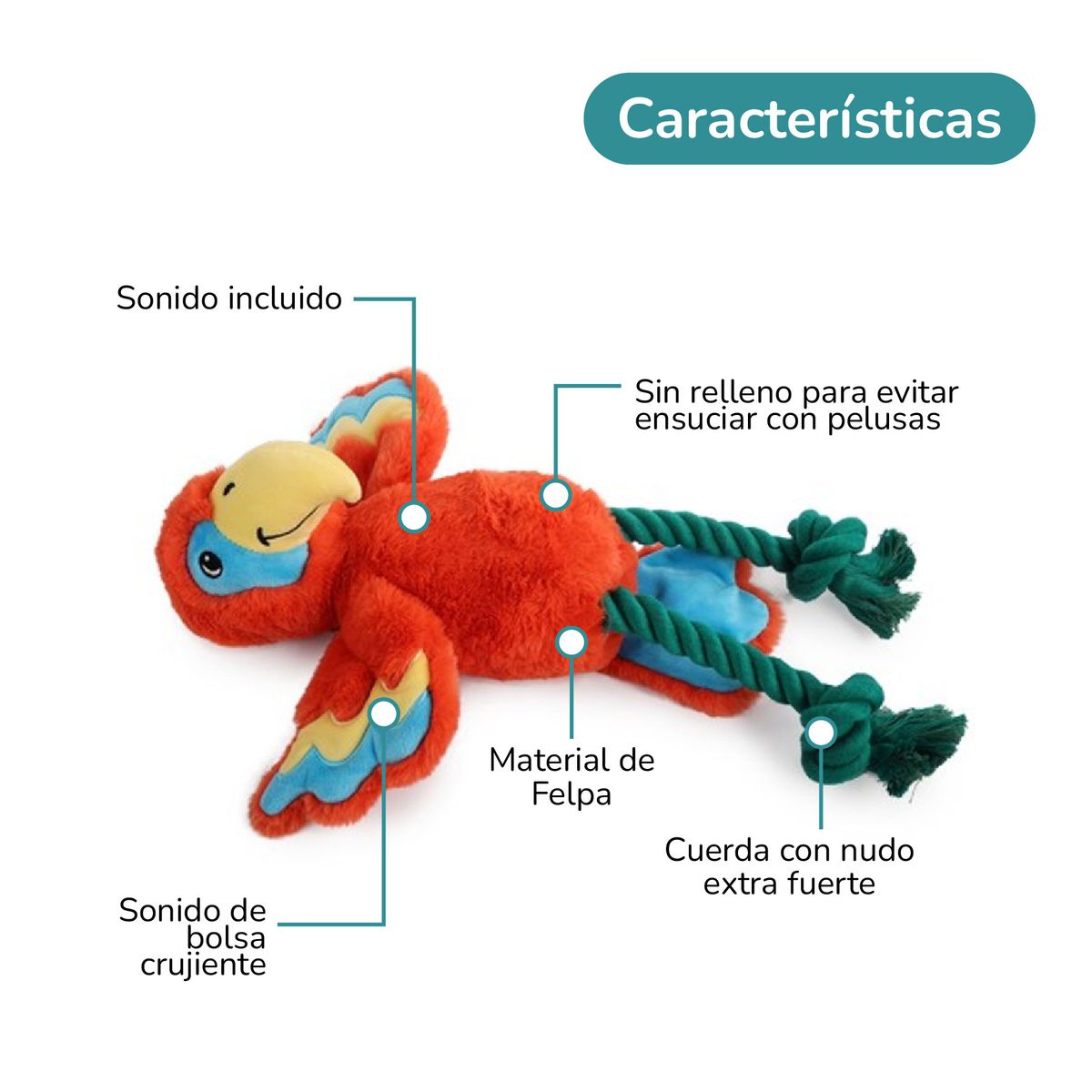 ALL FOR PAWS - Peluche para perros -  Loro pepe safari  AFP