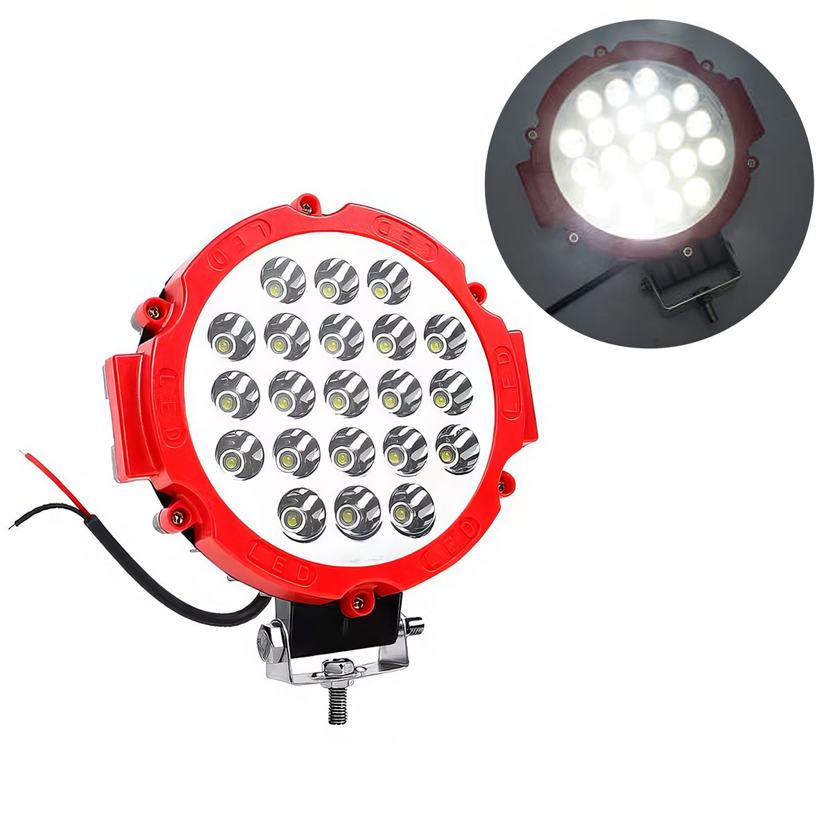 GENERICO - Faro Led Redondo 7Pg 21LED Multivoltaje Blanco 63W 6000 lm
