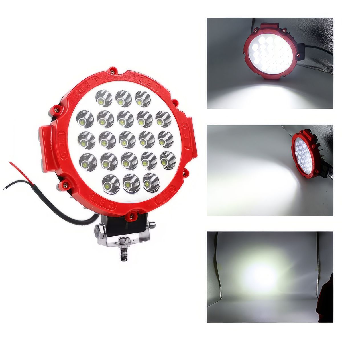 GENERICO - Faro Led Redondo 7Pg 21LED Multivoltaje Blanco 63W 6000 lm