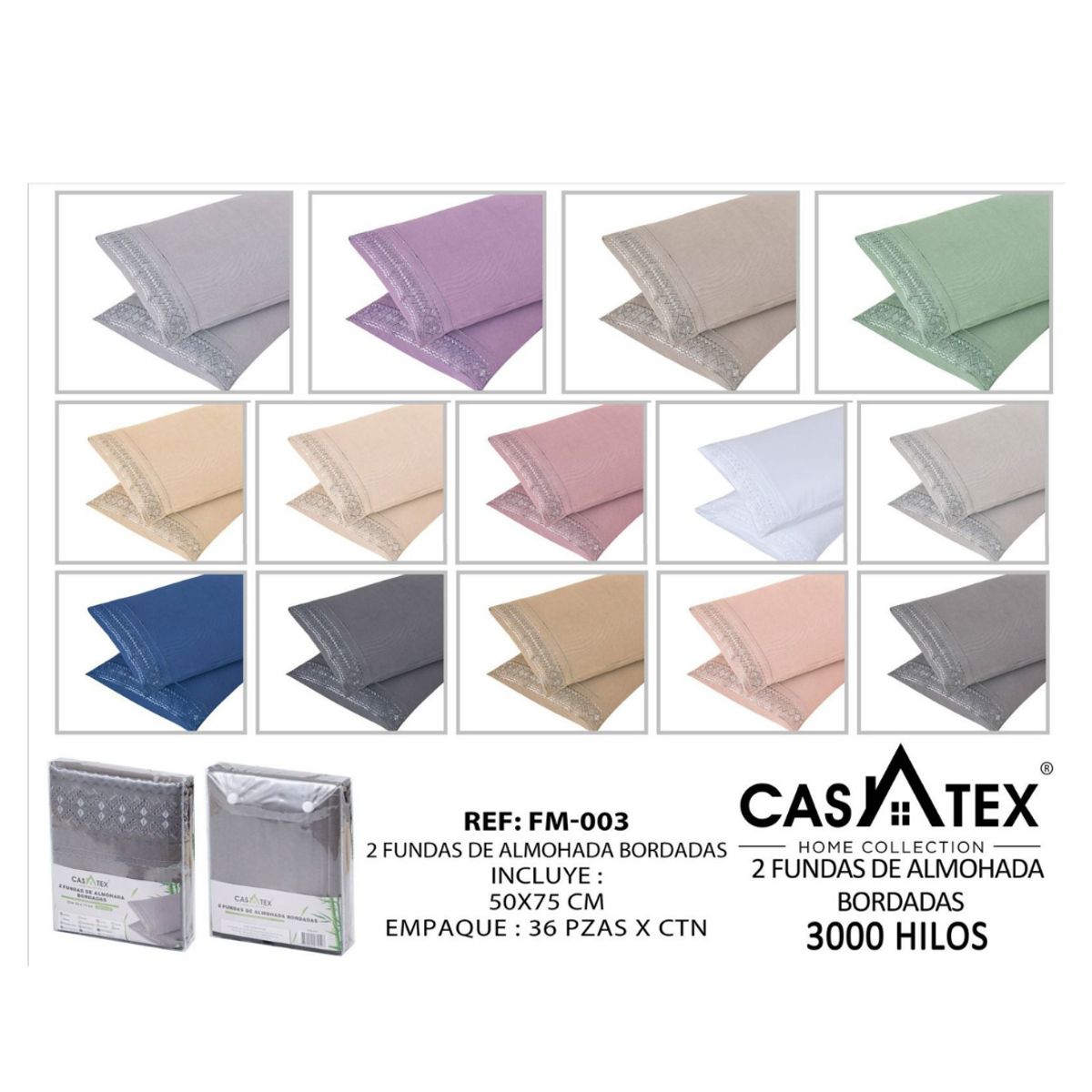 CASATEX - FUNDAS DE ALMOHADAS BORDADAS CASATEX