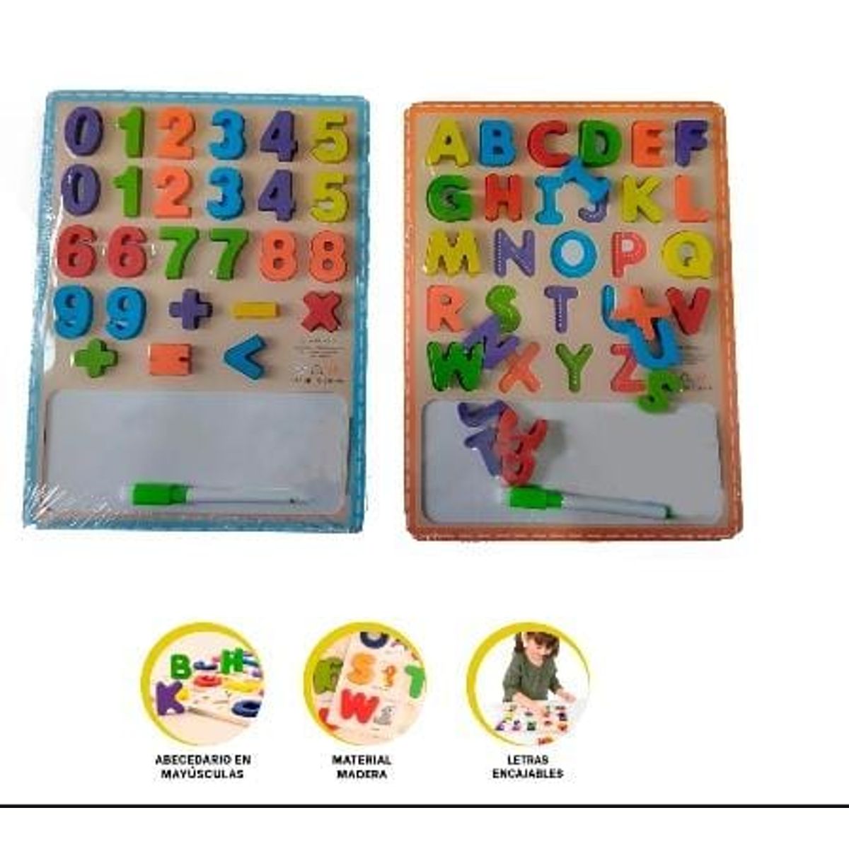 GENERICO - 2 rompecabezas con pizarra numers o abecedario