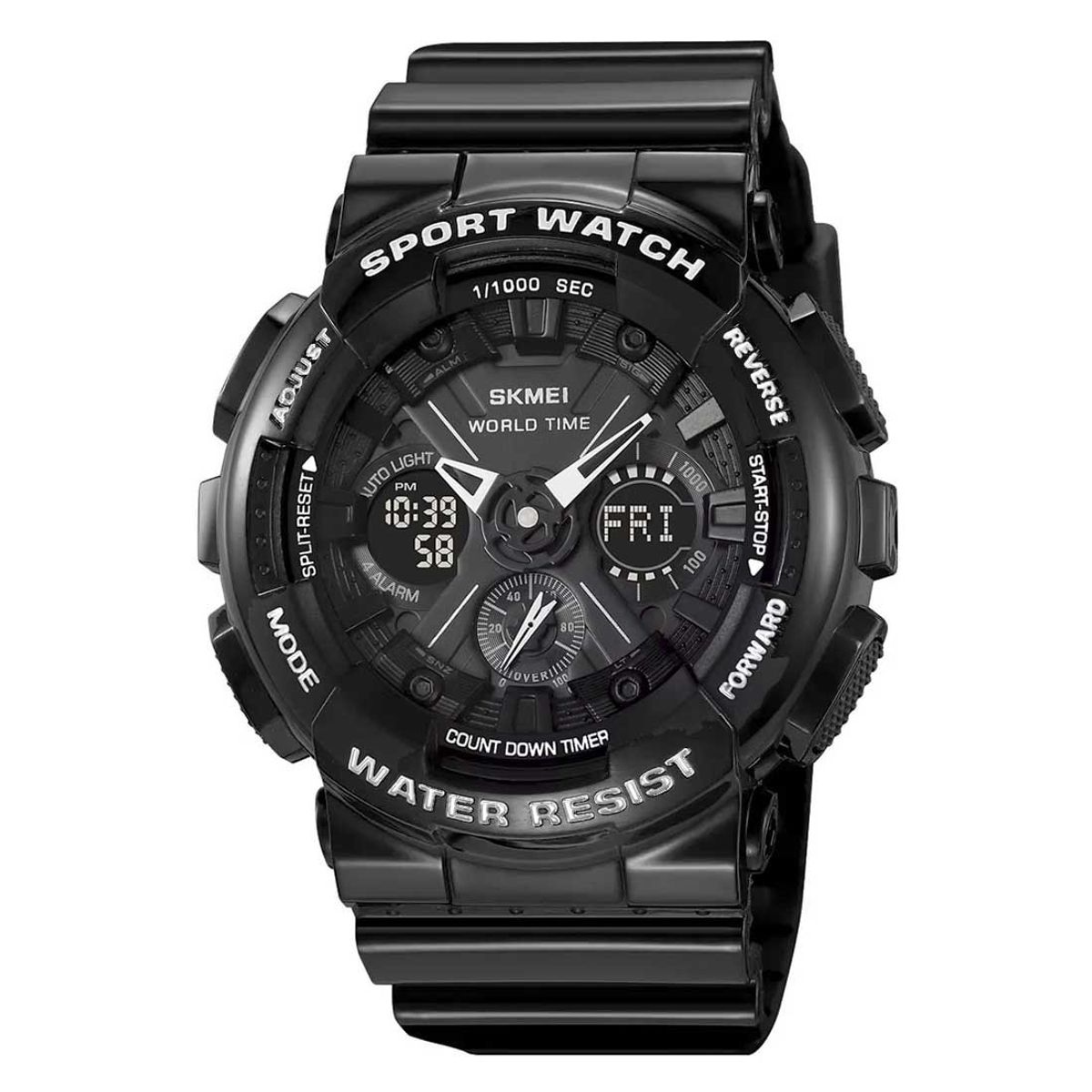 SKMEI - Reloj Skmei 2118 Hombre Hibrido Deportivo WT Multifunción - Negro