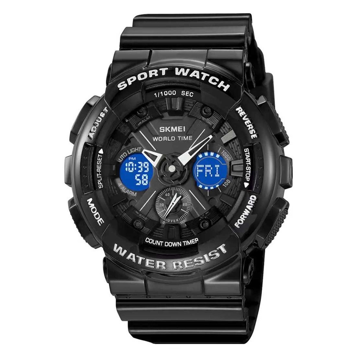 SKMEI - Reloj Skmei 2118 Hombre Hibrido Deportivo WT Multifunción - Negro