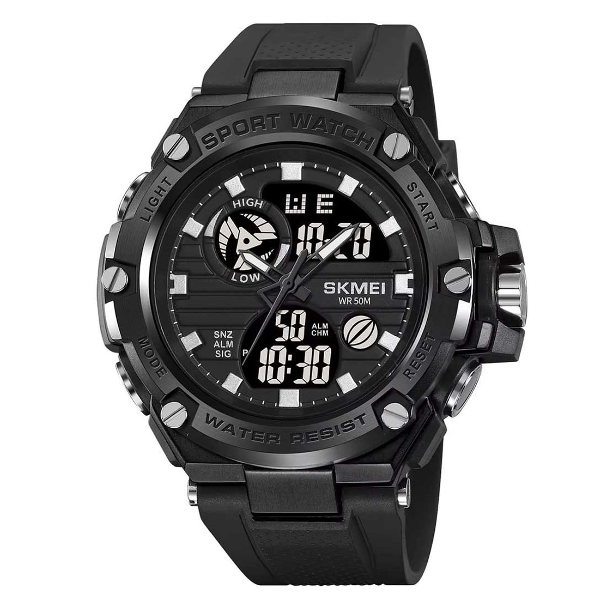 SKMEI - Reloj Skmei 2119 Hombre 3 Horarios Deportivo Multifunción - Negro